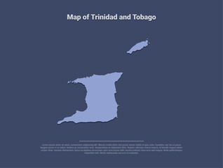 Map of Trinidad and Tobago, minimalistic silhouette in soft blue on dark background
