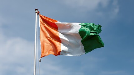 C&ocirc;te d&rsquo;Ivoire National Flag Waving Against Sky

