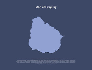 Map of Uruguay, minimalistic silhouette in soft blue on dark background