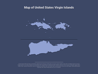 Map of United States Virgin Islands, minimalistic silhouette in soft blue on dark background