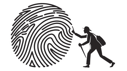 Determined explorer discovers unique identity and personal journey through detailed fingerprint exploration and discovery