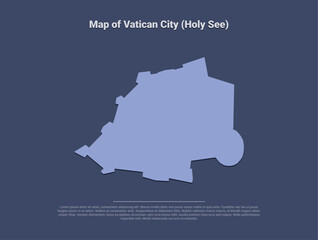 Map of Vatican City, minimalistic silhouette in soft blue on dark background