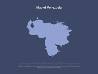 Map of Venezuela, minimalistic silhouette in soft blue on dark background
