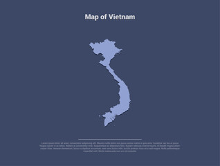 Map of Vietnam, minimalistic silhouette in soft blue on dark background
