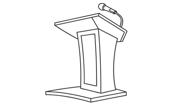 Professional podium with microphone ready for powerful presentations and impactful speeches, conveying authority and clear communication for any event.