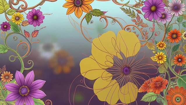 Artistic Backdrop Featuring Stylized Floral Motifs and