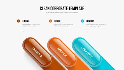 Business Forecast Three Option Diagram Presentation Template. Corporate Performance Slide Layout Vector Illustration. Product Proposal 3 Step Infographic Frame Design.
