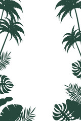 Tropic leaf poster frame, jungle plants exotic