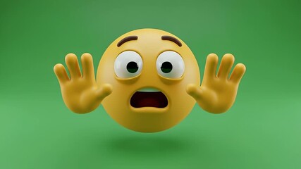 3D Shocked Emoji Reaction Oops Animation Loop on Green Screen - Powered by Adobe