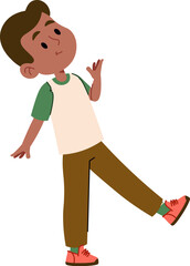 Boy Standing with Raised Hand