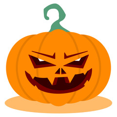 Angry Halloween Pumpkin Face Vector � Sharp Teeth & Furrowed Brows