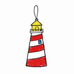 Crayon Drawing of a Lighthouse Ornament