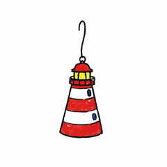 Crayon Drawing of a Lighthouse Ornament