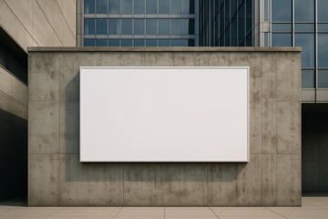 Blank billboard mock up on concrete wall in modern urban architecture setting for branding or copy space presentation concept. Ai generative