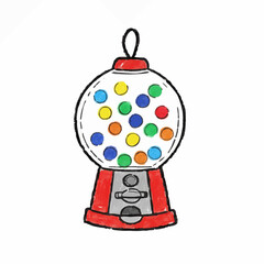 Crayon Drawing of a Gumball Machine Ornament