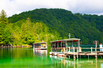 Plitvice Lakes National Park - UNESCO World Heritage Centre.Summer view of beautiful waterfalls in Plitvice Lakes National Park, Croatia