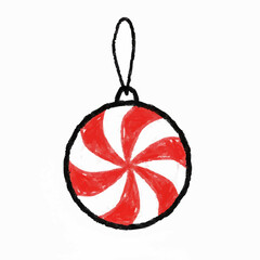 Crayon Drawing of a Peppermint Candy Ornament