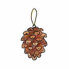Crayon Drawing of a Pinecone Ornament