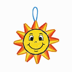 Crayon Drawing of a Smiling Sun Ornament