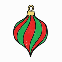 Crayon Drawing of a Striped Finial Ornament