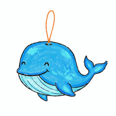 Crayon Drawing of a Whale Ornament