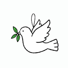 Crayon Drawing of a White Dove Ornament