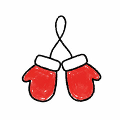Crayon Drawing of Red Mitten Ornaments