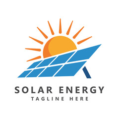 Solar energy logo or icon vector solar panel sign