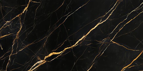 Luxurious Black Marble with Gold Veins Elegant Abstract Surface, Artistic Design for Stunning Walls