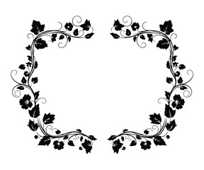 Floral Decorative Corner Frame Vector with Leaves and Vines-floral frame, flower border, decorative corner, vintage design.