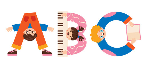 Colorful Letter Design With Child Body