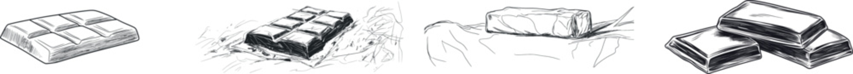 The illustration of the chocolate bar, when unfolded, is a modern and minimalist depiction created from a single continuous line drawing