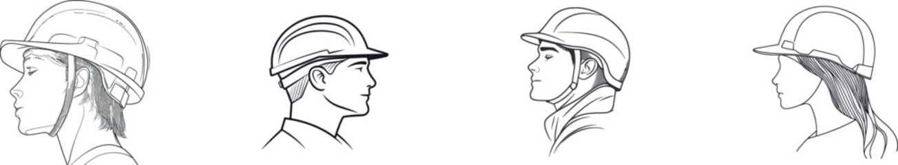 A young builder is illustrated in a single continuous line drawing, conveying the modern concept of building architecture