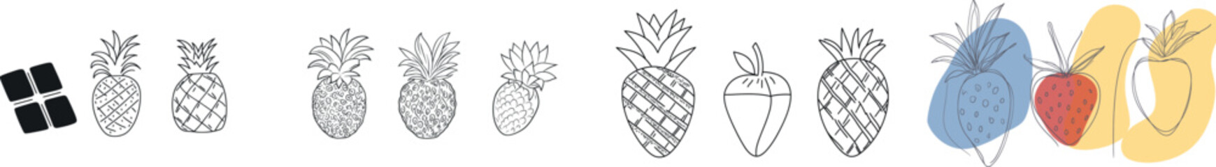 This modern graphic element, featuring strawberries isolated on a white background in continuous line drawing art, is designed for products that feature strawberries, including yogurt, smoothies, and