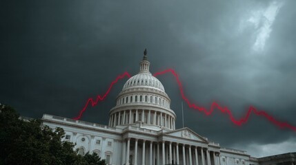 Dramatic clouds shroud the Capitol, hinting at tempestuous fiscal debates and echoing Halloween's hauntingly unpredictable ambiance