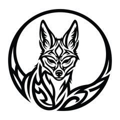 Fox tribal tattoo design in circle vector art
