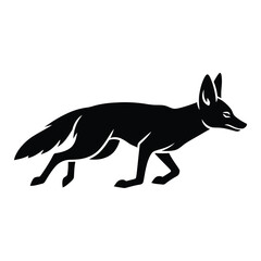 Fox walking black silhouette side view illustration icon