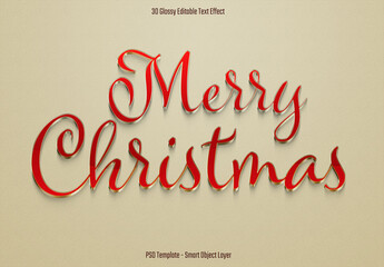 Editable Glossy Christmas Text Effect on Beige Background
