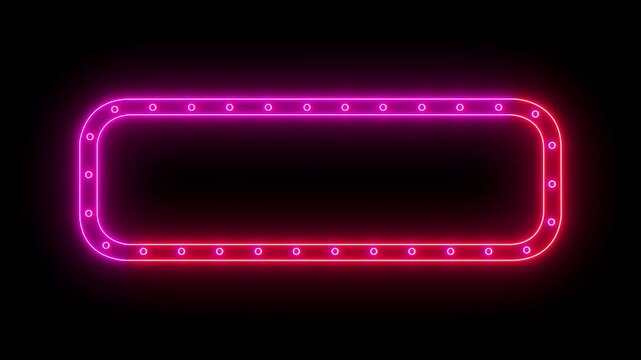 glowing neon marquee light board sign. neon marquee frame. Abstract banner or sign board. Modern frame background. Light board disco party title. Concept of jackpot winner.
