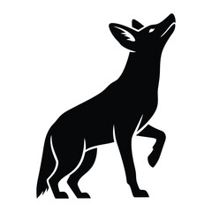 Fox standing looking up one paw raised silhouette