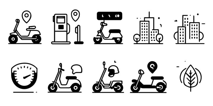 Modern electric scooter icons representing urban mobility and sustainable transportation solutions