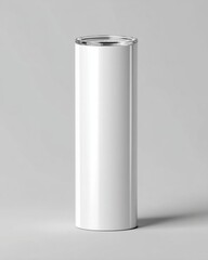 Minimalist White Cylinder with Clear Lid on Light Gray Background