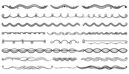 Decorative lines wavy, ornate, and flowing elements in black on white, creating elegant visual borders