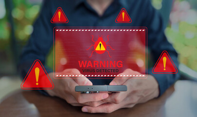 Mobile Virus Detection Alert, Cybersecurity Warning Interface