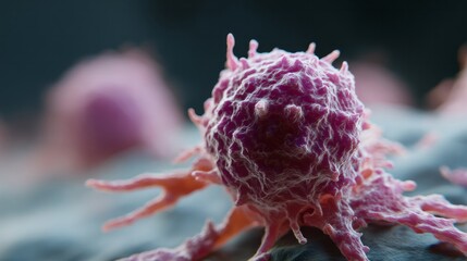 Intricate cellular explosion, vibrant pink microcosm, Life Sciences Day, celebrating cellular diversity and microscopic worlds in scientific exploration