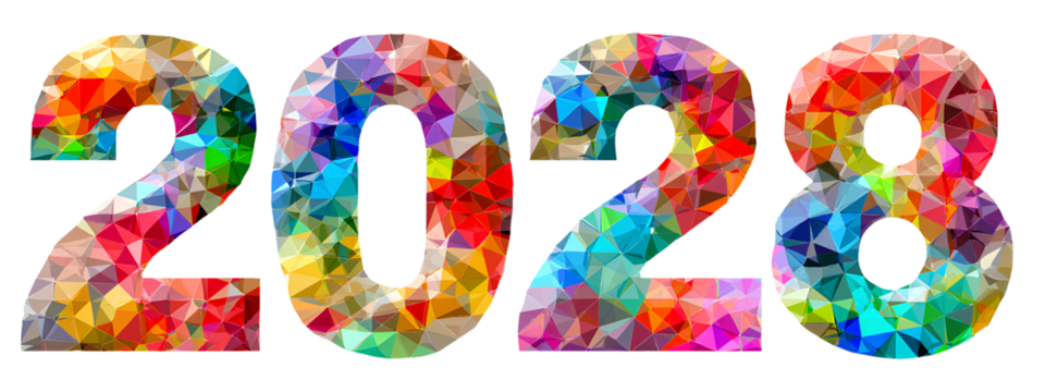 2028, the numbers 8. colorful origami-style, png