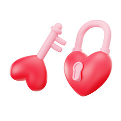 Romantic heart-shaped lock and key icon symbolizing love and commitment, perfect for Valentine's Day and relationship themes