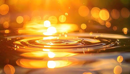 Golden Hour Sunlight Reflecting On Rippling Water Surface With Bokeh Effect Creating An Atmospheric And Serene Scene