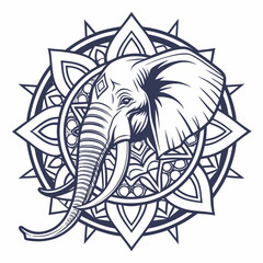 Royal Elephant Duotone Vector Mandala