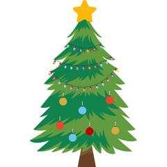 Fototapeta premium Illustration of Decorated Christmas Tree with Star
